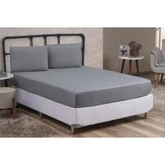 Lençol Cama Box Casal 3 peças Liso com Elástico e Fronhas Barato - DON