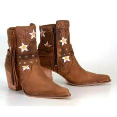 Bota Country Texana Cano Curto Feminina em Couro Capelli, 37