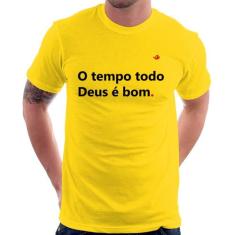 Camiseta O tempo todo Deus é bom - Foca na Moda, Amarelo, GG