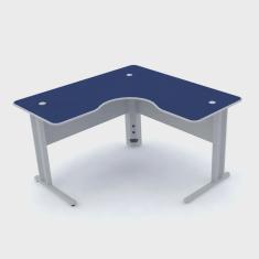 Mesa em L p/ escritório 130X130 pandin maxxi - azul/cinza