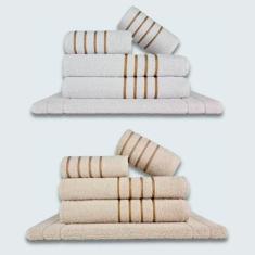 Jogo De Toalhas 10 Ps Coleo Montreal 100% Algodo Branco+bege - Toalhas