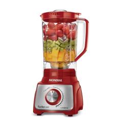 MONDIAL Liquidificador Turbo, Vermelho/Inox, 1100W, 220V - L-1100 RI
