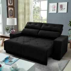 Sofá Retrátil Reclinável Belga 1,80m Suede Velut Preto c/ Molas no Assento - King House
