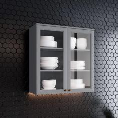 Armário Aéreo de Cozinha 80 Cm 2 Portas com Vidro Amy Casa 812