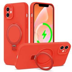 ZHK Capa de silicone líquido projetada para iPhone 11 com suporte magnético, [proteção precisa da lente da câmera][à prova de choque de grau mil] [forro de microfibra macio antiarranhões] Capa de