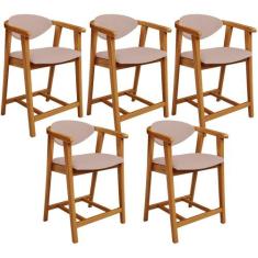 Kit 05 Banquetas Baixa Para Cozinha Sala Jantar Bancada Cecília L02 Li