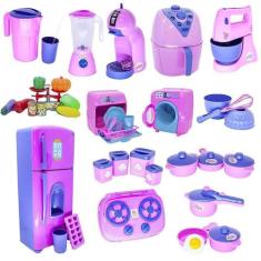 Kit Cozinha Infantil Rosa Fogão Air Fryer Fogão Jarra 39Pç - Altimar