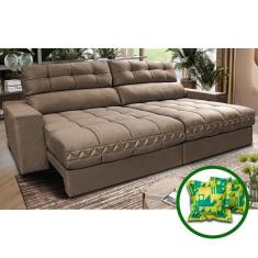 Sofá Retrátil E Reclinável 2,32m Molas Ensacadas Cama Inbox Brasil Velusoft Castor