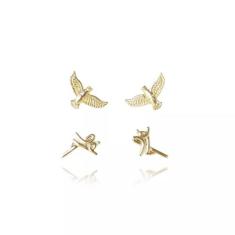 Brinco Duo com Brincos Religiosos Folheado em Ouro 18k - Floratta Joia