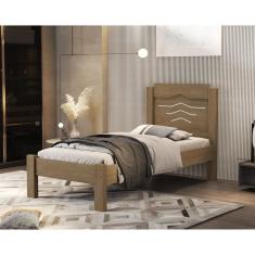 Cama Solteiro 100% Mdf 195x103x94cm Sofia Castanho/Off White