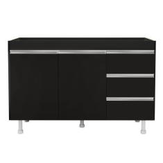 Balcão De Cozinha Lux Para Pia De 120cm 100%mdf Sem Tampo 02 Portas E 03 Gavetas Preto - Abmaza