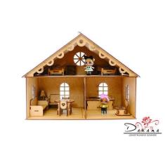 Kit Casa Boneca 20 Moveis Decorativa Lily Mdf Natural Darama