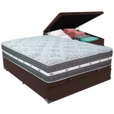 Cama Box Baú e Colchão Black Graphite Molas Ensacadas Casal Anjos