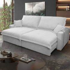 Sofá Retrátil Reclinável Nairobi 2,18m Cinza Bouclê - King House