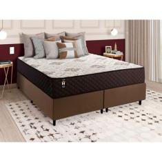Conjunto Cama Box c/ Molas Ensacadas Allura Marrom Queen 158x198x58