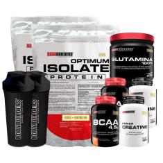 KIT 2x Optimum Isolate Whey Protein 900g + 2x BCAA 100g+ 2x Creatine 100g + Glutamina 500g+ 2x Coq-Unissex