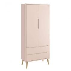 Guarda-roupa Retrô 2 Portas Théo New Rosa Fosco Com Natural - Moveisaqui