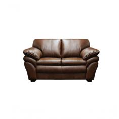 Sofá De Couro Gana 2 Lugares Marrom Bicolor - Mempra Design