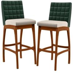 Kit 02 Banquetas Altas Cozinha B04 Verde Musgo Cru