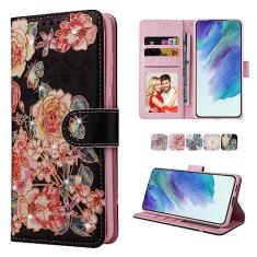 UEEBAI Capa carteira para Samsung Galaxy A13 5G, capa de telefone de couro PU com suporte e bloqueio de RFID, capa flip com compartimentos para cartões, alça de pulso, padrão gravado, fecho magnético,