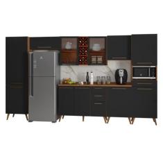 Armário De Cozinha Completa Vidro Reflecta Com Adega 11 Portas 4 Gavet
