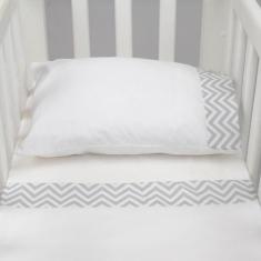 Jogo De Lençol Para Mini Berço 3 Peças Chevron Cinza - Tropical Baby