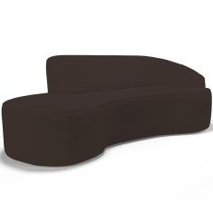 Sofá 4 Lugares Curvo Living Firenze Direito D02 Corano Marrom 260cm C-34 - Lyam