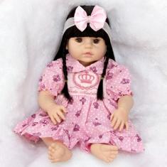 Bebê Reborn de Silicone Realista Morena 20 Itens - Cegonha Reborn Doll