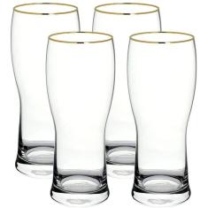 Jogo 4 Copos Para Cerveja Prague Gold Rim 300Ml Bohemia