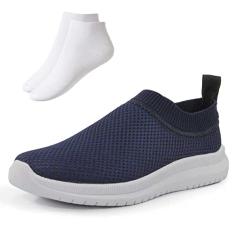 Kit Tênis Meia Feminino Sem Cadarço Tela Respirável Extra Leve + Meia Branca Cano Curto