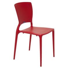 Cadeira Tramontina Sofia Vermelha Com Encosto Fechado Em Polipropileno