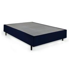 Cama Box Queen com Colchão Mola Ensacada Guldi Macio Branco e Azul