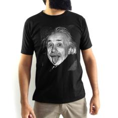 Camiseta Masculina  Albert Einstein Língua Clássica Preta