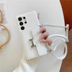 Capa de telefone crossbody para Samsung Galaxy S24 S23 S22 S21 Plus Note 20 Ultra A14 A24 A33 A34 A53 A54 Carteira com capa de suporte de cartão, branca, para Galaxy S24