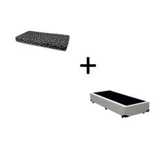 Cama Box Solteiro 88 Tecido Sintético Branco Com Colchão New York Preto D28 - 100% Espuma - 54x88x188