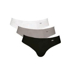 Kit com 3 Cuecas Zorba 791 Slip, Preto, Grafite, Branco, GG