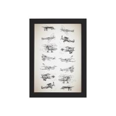 Quadro Vintage Moldura Preta Aviões 22x32cm - Quartinhos