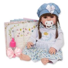 Boneca Reborn Menina 100% Silicone 13 Itens Pode Dar Banho - Cegonha R