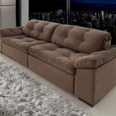 Sofá Retrátil e Reclinável 2 Lugares 220 Cm Pérola Veludo Marrom