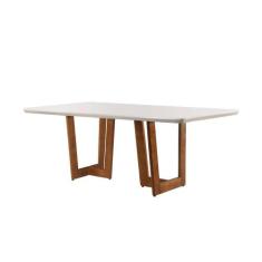 Mesa Patros 180 cm Madeira e Vidro Mobillare, Imbuia/Cinamomo