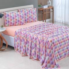 Jogo de Cama King Algodão Malha Macia e Resistente Estampado 04 Peças Salmão