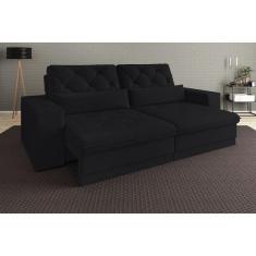 Sofá 5 Lugares Net Royale Assento Retrátil e Reclinável Preto 2,50m (L)