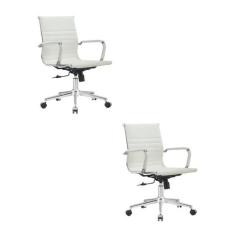 Kit 2 Cadeiras Escritório Diretor Esteirinha material sintético Manhat