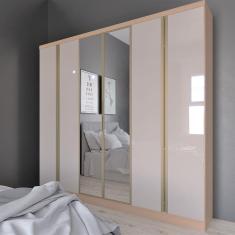 Guarda-Roupa Casal Bartira Monte Rei com Espelho, 6 Portas, 6 Gavetas e 238 cm de Largura