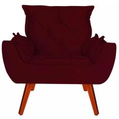 Poltrona Decorativa Melissa Pés Madeira Suede Marsala