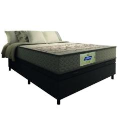Cama Box Baú Casal Colchão Molas Flora Gazin Cinza/Branco 138x188x63cm