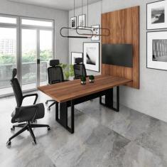 Mesa de Reunião Industrial 2,0m e Painel de TV Escritório F5 - F5 Offi