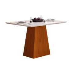 Mesa De Sala Jantar Dulce C- Tampo Madeirado Vidro Reto 120x90cm Cedro-off White - Dj Móveis