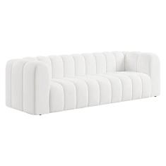 Sofá 3 Lugares 200cm Orgânico Luxo Recepção Giordana Bouclé Branco