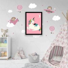 Quadro Decorativo Unicórnio Lua 45X34Cm